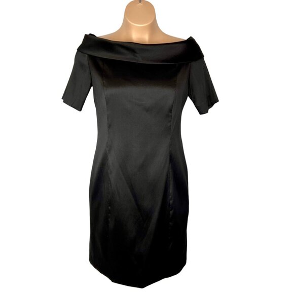 Preston & York Womens Alexandra Faille Black Sheath Cocktail Dress size 14 - Picture 1 of 12